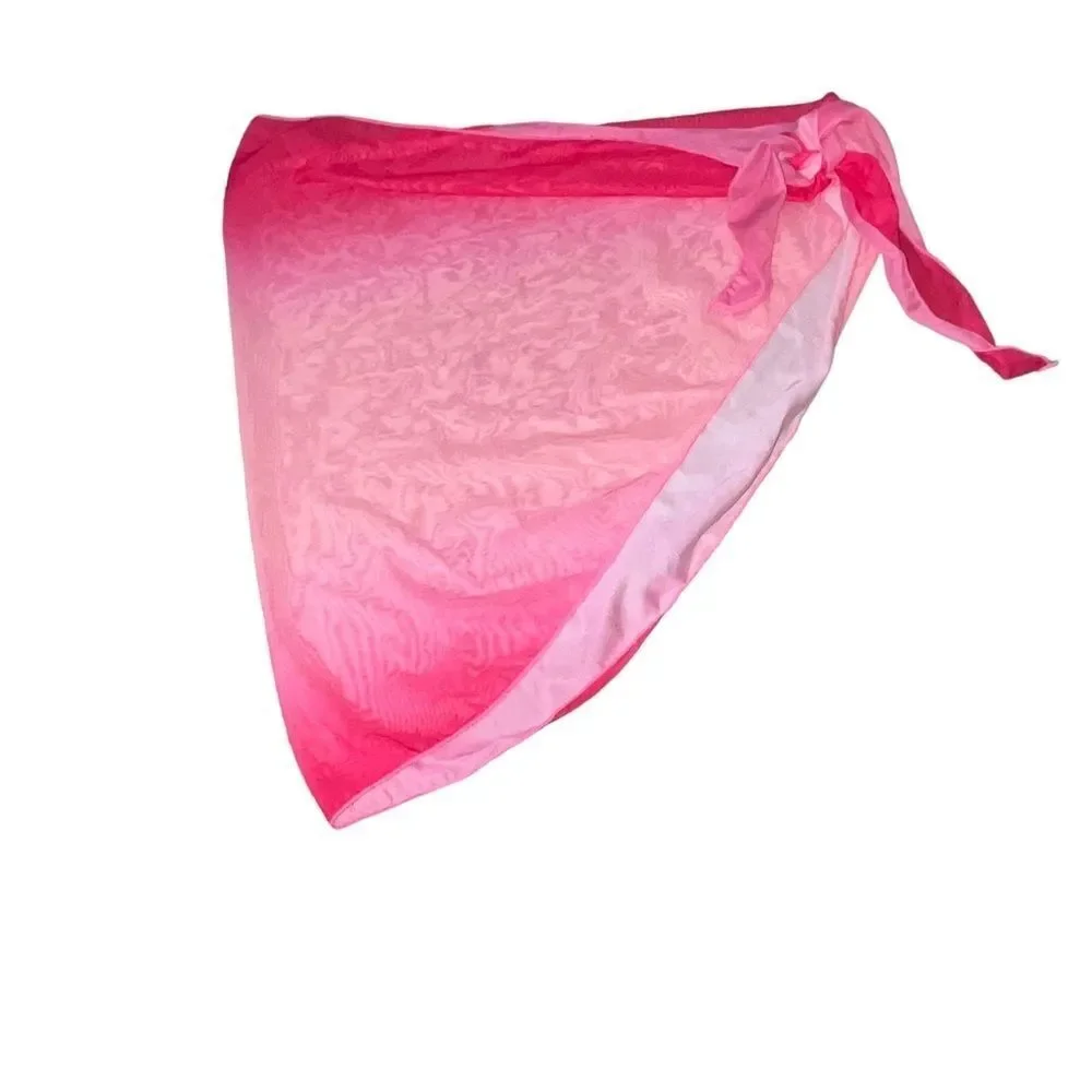 Pink Ombre Sarong Wrap Skirt Swimsuit Coverup